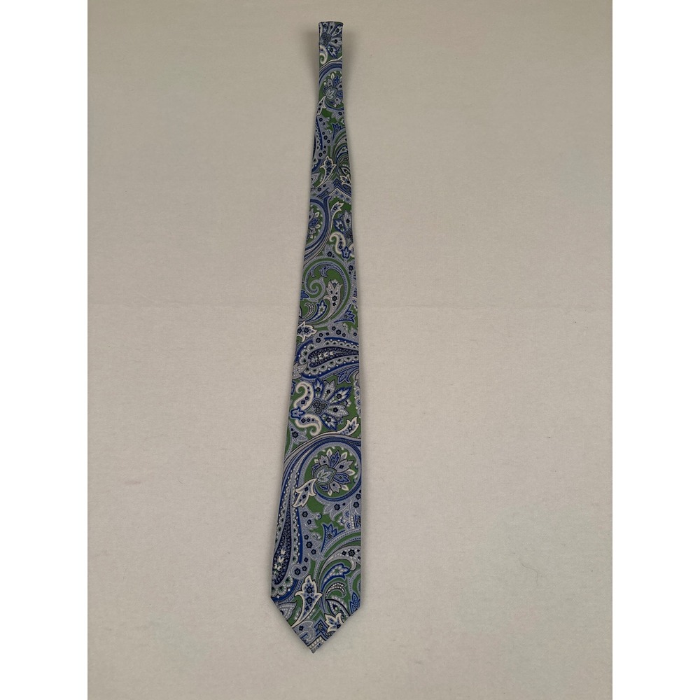 Nautica Mens Blue Green Paisley Silk Blend Necktie Classic Formal‎ Accessory